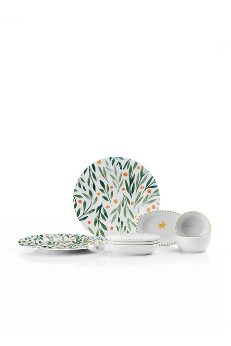 Hermia Juego de Desayuno de Porcelana Multicolor de 8 Piezas